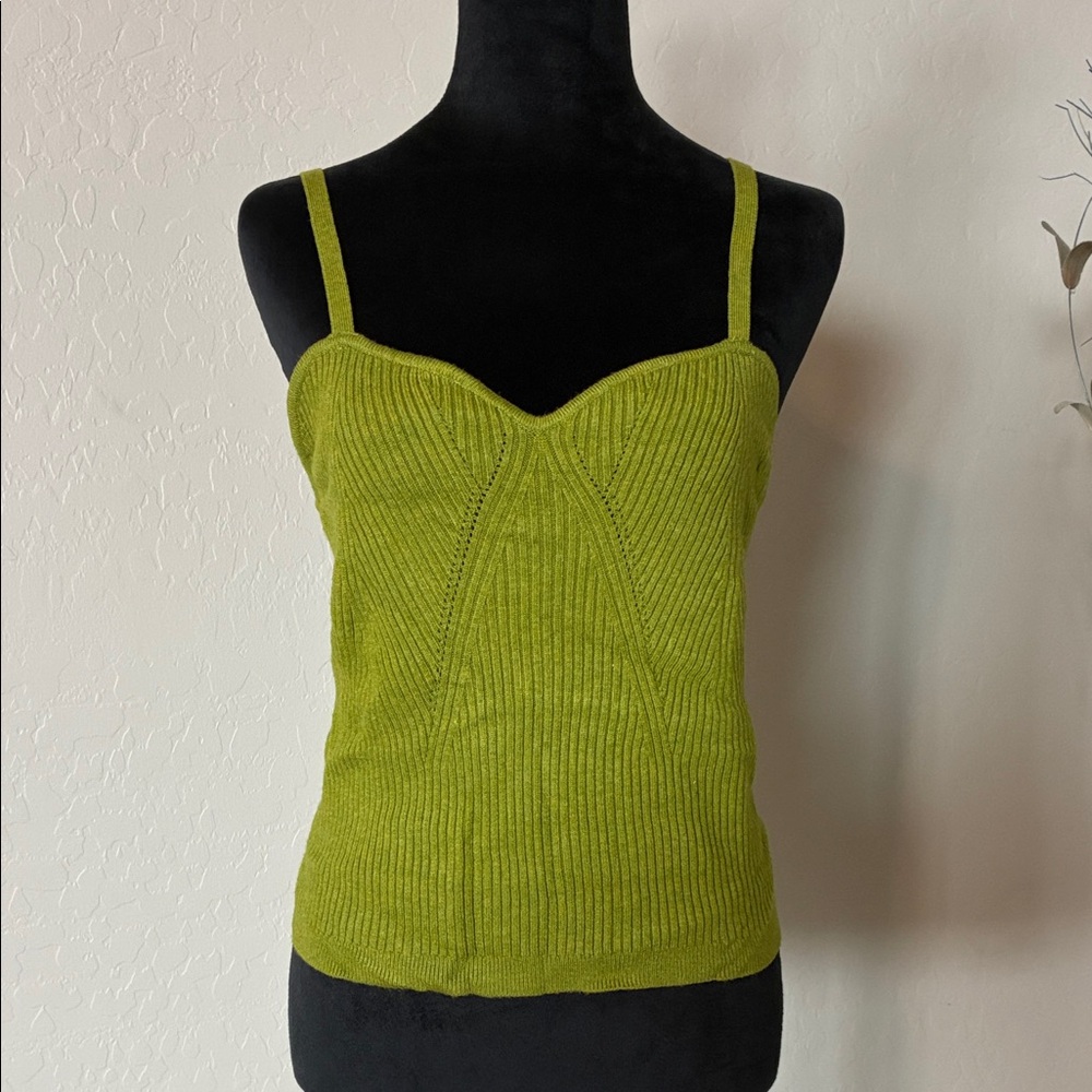 🤑🤑 Wild Fable Green Apple Ribbed Knit Tank Top L NWT Adjustable Straps